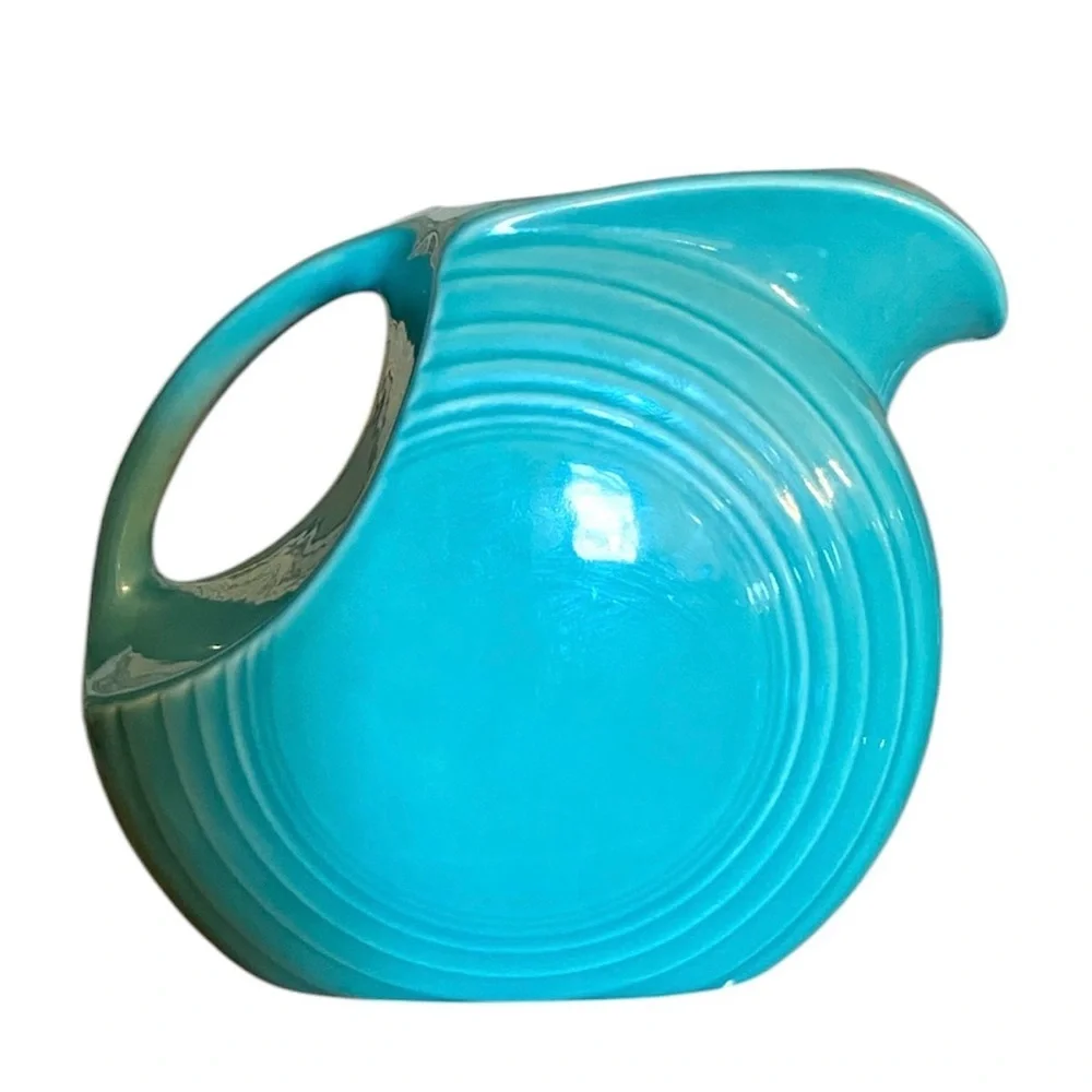 Vintage Fiesta Turquoise Disk Pitcher Fiesta Ware 7”